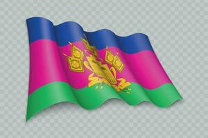 3D Realistic waving Flag of Krasnodar Krai is a region of Russia vector