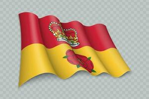 3D Realistic waving Flag of Hampshire is a county of England vector