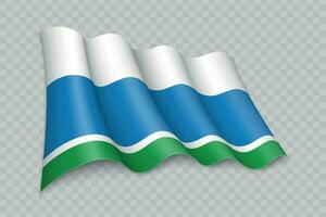 3D Realistic waving Flag of Sverdlovsk Oblast is a region of Russia vector