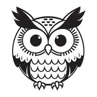 Owl head black and white vector icon.