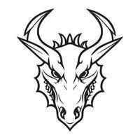 Dragon head black and white vector icon