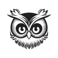 Owl head black and white vector icon.