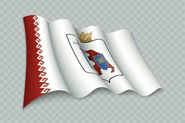 3D Realistic waving Flag of Mari El is a region of Russia