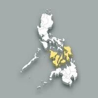 Visayas region location within Philippines map vector