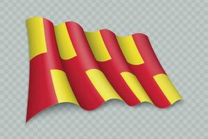 3D Realistic waving Flag of Northumberland is a county of England vector