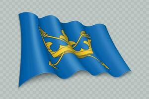 3D Realistic waving Flag of Suffolk is a county of England vector