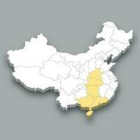 South Central region location within China map vector