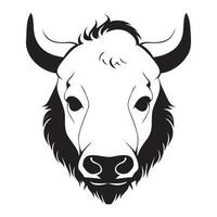 Bull head black and white vector icon.