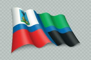 3D Realistic waving Flag of Belgorod Oblast is a region of Russia vector