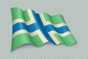 3D Realistic waving Flag of Gloucestershire is a county of England vector
