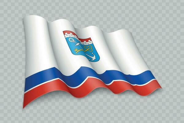 3D Realistic waving Flag of Leningrad Oblast is a region of Russia