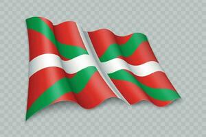 3d realista ondulación bandera de vasco país es un región de España vector
