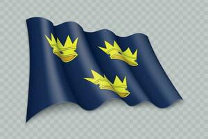 3D Realistic waving Flag of Munster is a region of Ireland vector