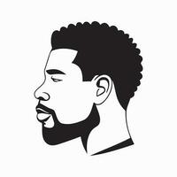 African Man head silhoutte, face fashion icon vector