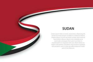 Wave flag of Sudan with copyspace background. vector