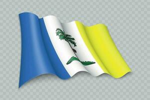 3D Realistic waving Flag of Penang is a state of Malaysia vector