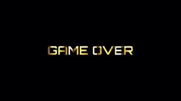 Game Over golden shine light text with glitch effect video
