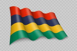 3D Realistic waving Flag of Mauritius vector