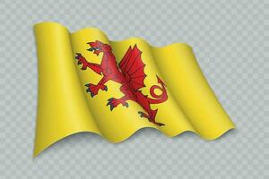 3D Realistic waving Flag of Somerset is a county of England vector