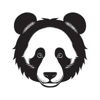 panda cabeza negro y blanco vector icono