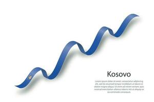 Waving ribbon or banner with flag of Kosovo vector