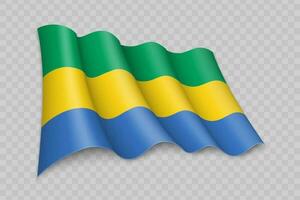 3D Realistic waving Flag of Gabon vector