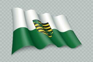 3D Realistic waving Flag of Saxony is a state of Germany vector