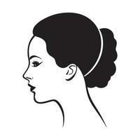 Woman head silhoutte, face and hair Fashion icon vector