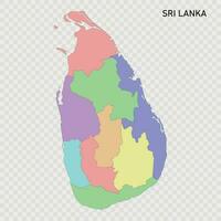 Isolated colored map of Sri Lanka vector