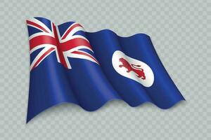 3D Realistic waving Flag of Tasmania is a state of Australia vector