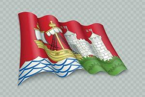 3D Realistic waving Flag of Bristol is a county of England vector