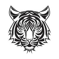 Tiger head black and white vector icon.