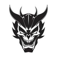 Devil head black and white vector icon