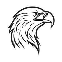 águila cabeza negro y blanco vector icono