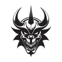 Devil head black and white vector icon