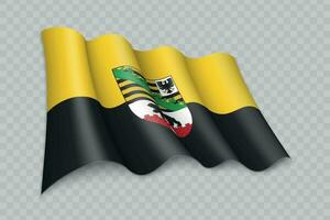 3D Realistic waving Flag of Saxony-Anhalt is a state of Germany vector