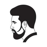 hombre cabeza silueta, cara un con barba Moda icono vector