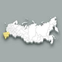 del Sur región ubicación dentro Rusia mapa vector