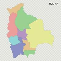 aislado de colores mapa de bolivia con fronteras vector