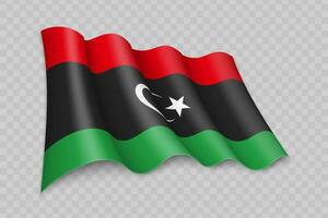 3D Realistic waving Flag of Libya vector