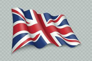 3D Realistic waving Flag of United Kingdom vector