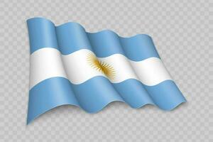 3D Realistic waving Flag of Argentina vector