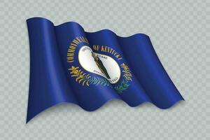 3D Realistic waving Flag of Kentucky is a state of United States vector