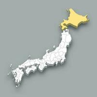 Hokkaido region location within Japan map vector