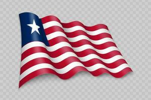3D Realistic waving Flag of Liberia vector
