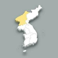 Kwanso historical region location within Korea map vector