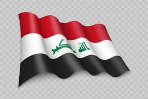 3D Realistic waving Flag of Iraq vector