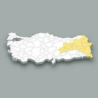 Eastern Anatolia region location within Turkey map vector