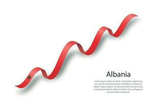 Waving ribbon or banner with flag of Albania vector