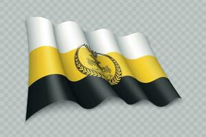 3D Realistic waving Flag of Perak is a state of Malaysia vector